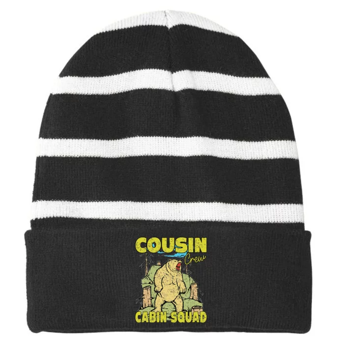 Cousin Crew Hiking Cabin Squad 2024 Summer Camping Mountain Striped Beanie with Solid Band