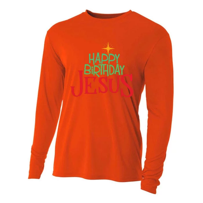 Christian Christmas Happy Birthday Jesus Gift Cooling Performance Long Sleeve Crew