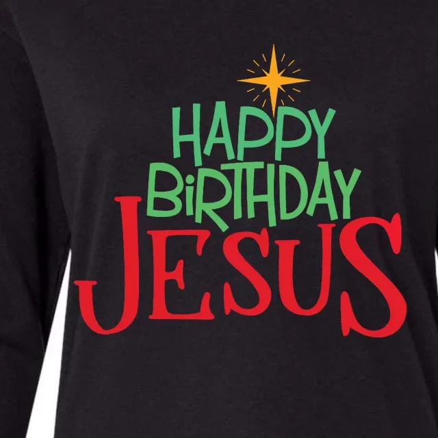 Christian Christmas Happy Birthday Jesus Gift Womens Cotton Relaxed Long Sleeve T-Shirt