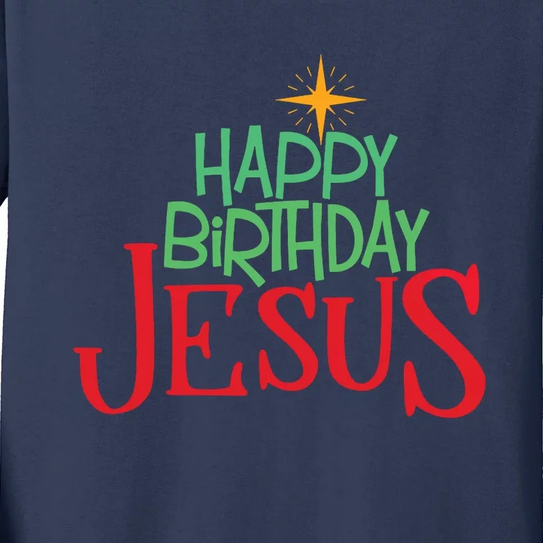 Christian Christmas Happy Birthday Jesus Gift Kids Long Sleeve Shirt