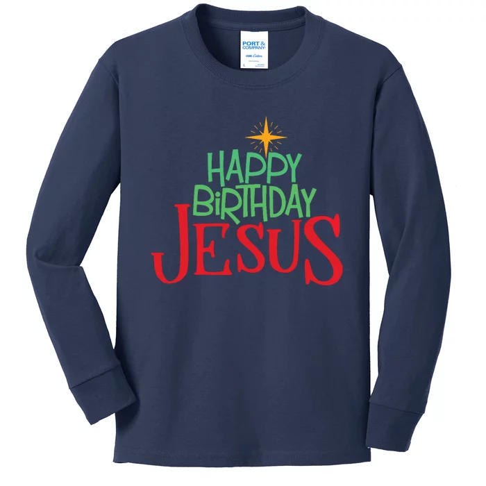 Christian Christmas Happy Birthday Jesus Gift Kids Long Sleeve Shirt