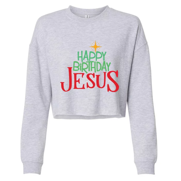 Christian Christmas Happy Birthday Jesus Gift Cropped Pullover Crew