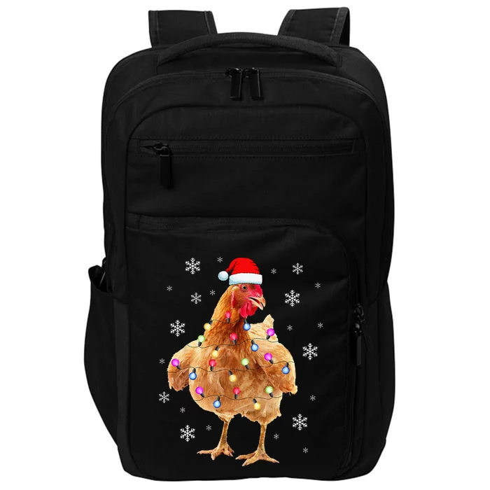 Chicken Christmas Hen Tree Lights Xmas Funny Chicken Impact Tech Backpack