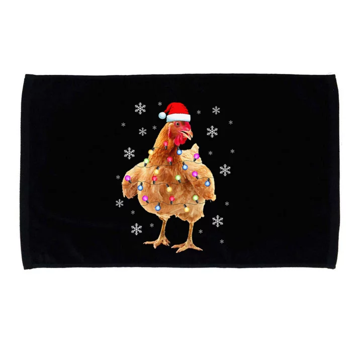 Chicken Christmas Hen Tree Lights Xmas Funny Chicken Microfiber Hand Towel