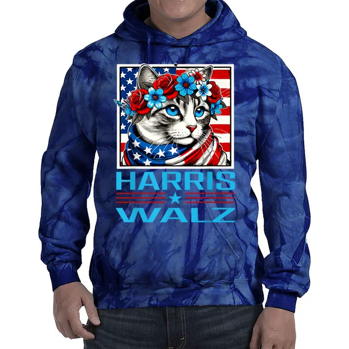 Cute Cat Harris Waltz 2024 Tie Dye Hoodie