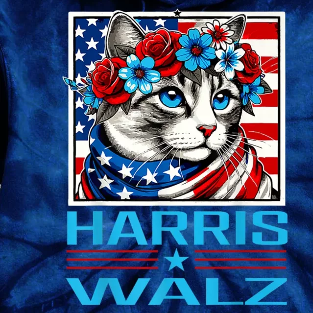 Cute Cat Harris Waltz 2024 Tie Dye Hoodie