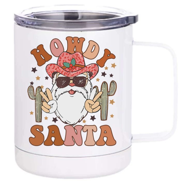 Christmas Cow Howdy Santa Western Vintage Cow Retro Gift Front & Back 12oz Stainless Steel Tumbler Cup