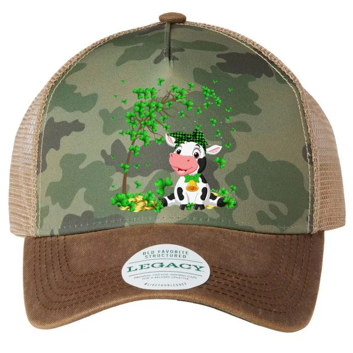 Cute Cow Holding Lucky Shamrock Leaf Farmer St Patrick's Day Legacy Tie Dye Trucker Hat