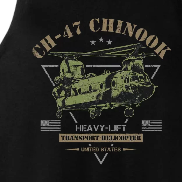 Ch47 Chinook Helicopter Ladies Tri-Blend Wicking Tank