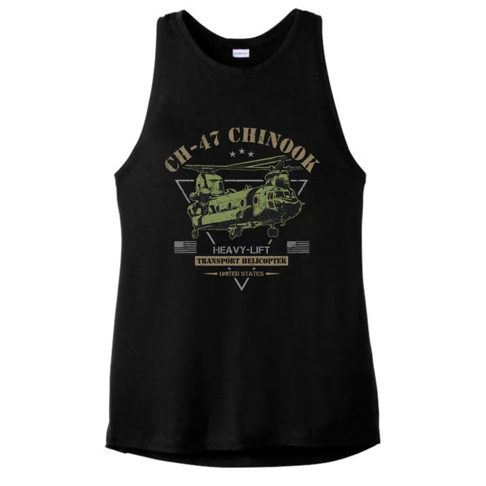 Ch47 Chinook Helicopter Ladies Tri-Blend Wicking Tank