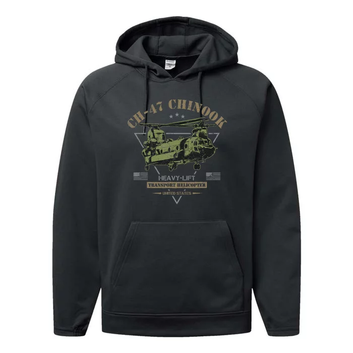 Ch47 Chinook Helicopter Performance Fleece Hoodie