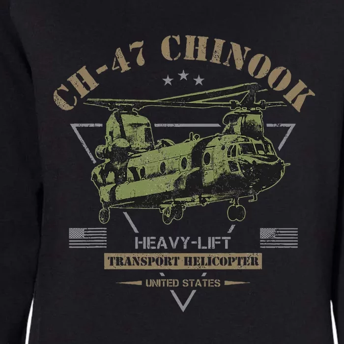 Ch47 Chinook Helicopter Womens California Wash Sweatshirt