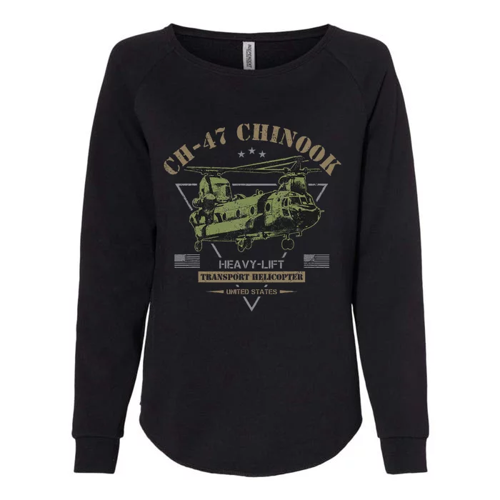 Ch47 Chinook Helicopter Womens California Wash Sweatshirt