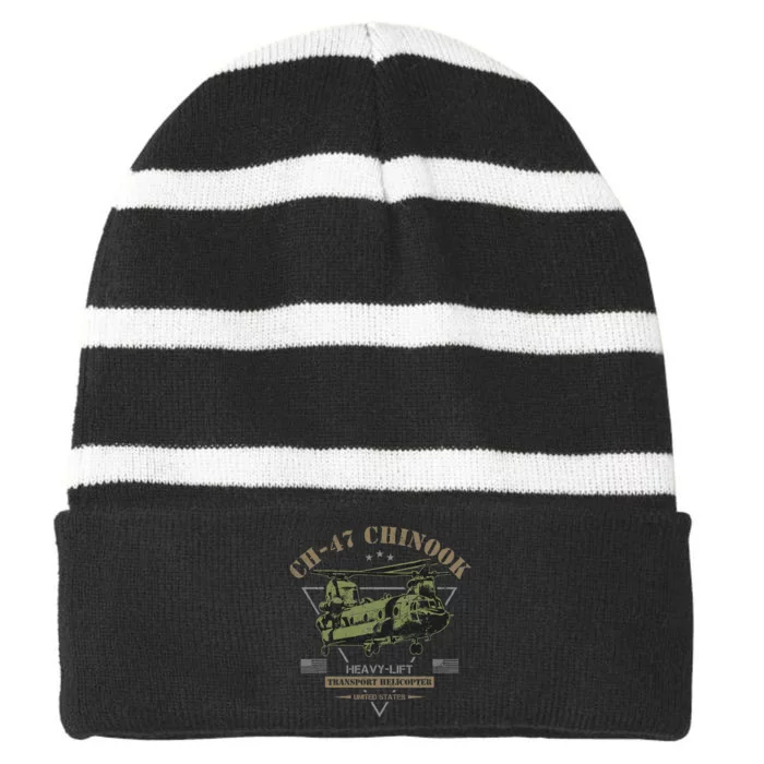 Ch47 Chinook Helicopter Striped Beanie with Solid Band