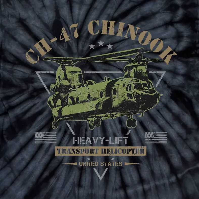 Ch47 Chinook Helicopter Tie-Dye T-Shirt