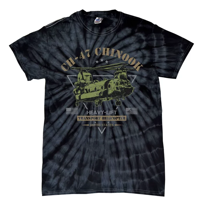 Ch47 Chinook Helicopter Tie-Dye T-Shirt