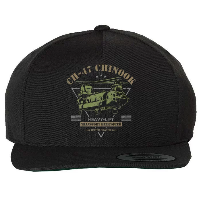 Ch47 Chinook Helicopter Wool Snapback Cap