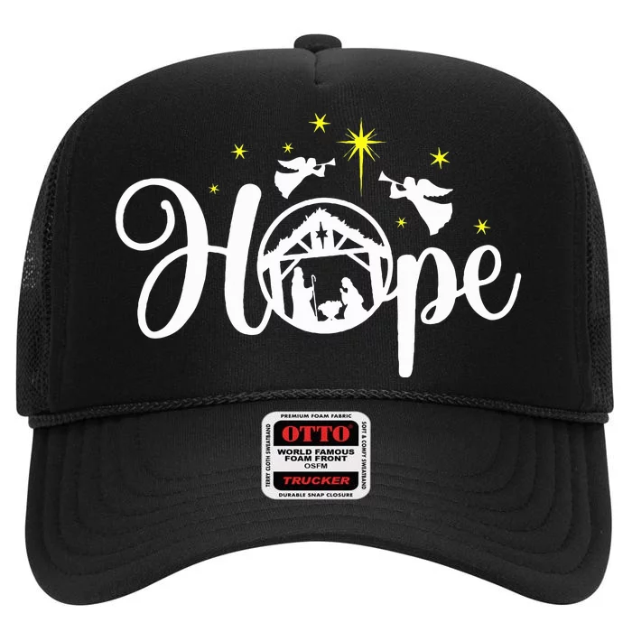 Christian Christmas Hope Jesus Nativity Scene Faith High Crown Mesh Trucker Hat