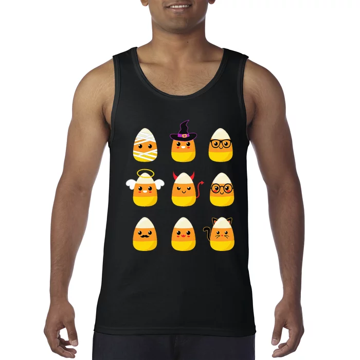 Candy Corn Halloween Costume Characters Tank Top