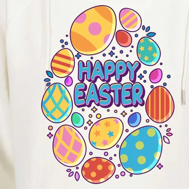 Cute Colorful Happy Easter Eggs Womens Funnel Neck Pullover Hood