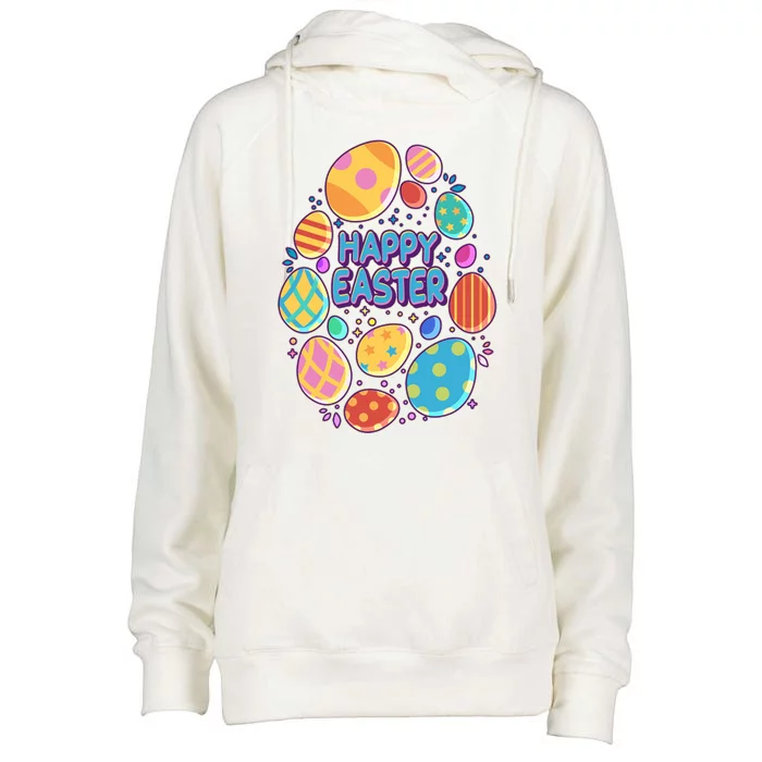 Cute Colorful Happy Easter Eggs Womens Funnel Neck Pullover Hood