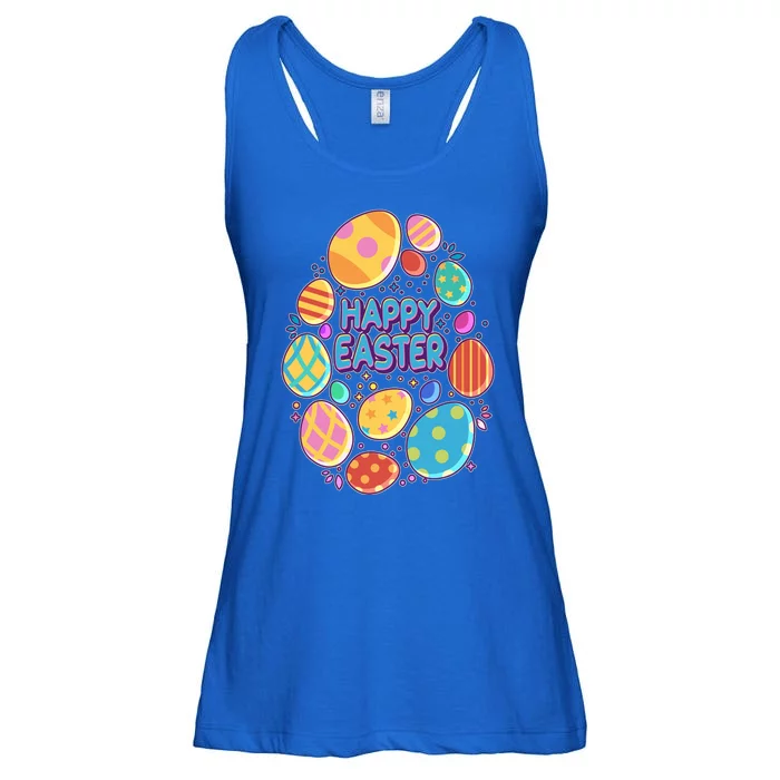 Cute Colorful Happy Easter Eggs Ladies Essential Flowy Tank