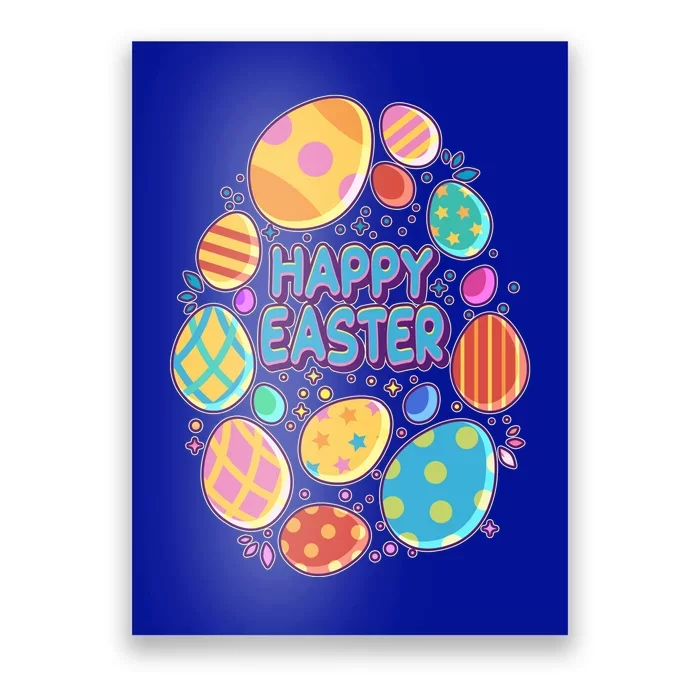 Cute Colorful Happy Easter Eggs Poster