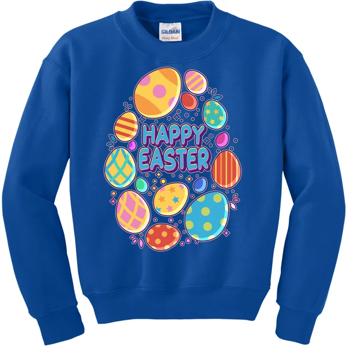 Cute Colorful Happy Easter Eggs Kids Sweatshirt