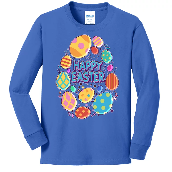 Cute Colorful Happy Easter Eggs Kids Long Sleeve Shirt