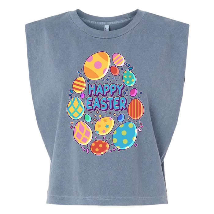 Cute Colorful Happy Easter Eggs Garment-Dyed Women's Muscle Tee