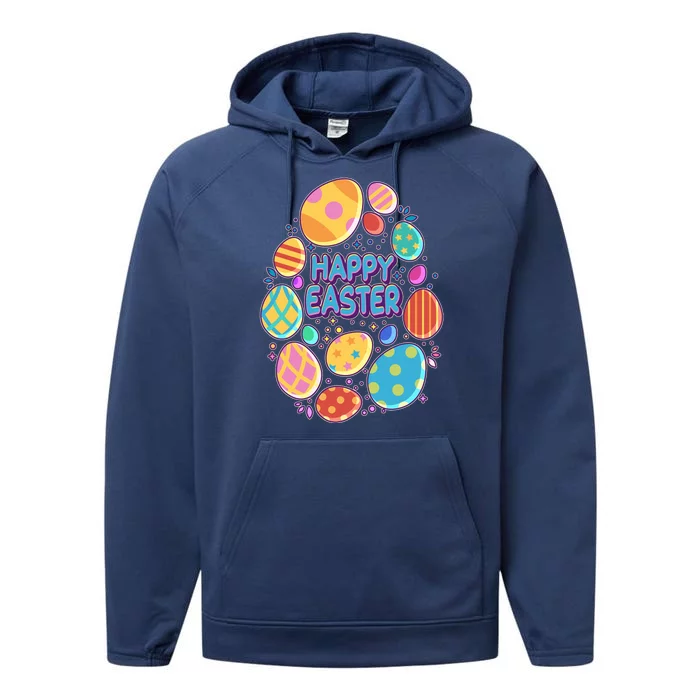 Cute Colorful Happy Easter Eggs Performance Fleece Hoodie