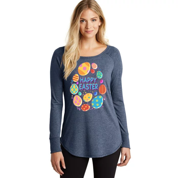 Cute Colorful Happy Easter Eggs Women's Perfect Tri Tunic Long Sleeve Shirt