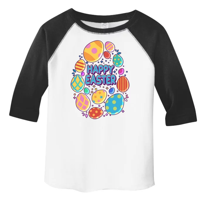 Cute Colorful Happy Easter Eggs Toddler Fine Jersey T-Shirt