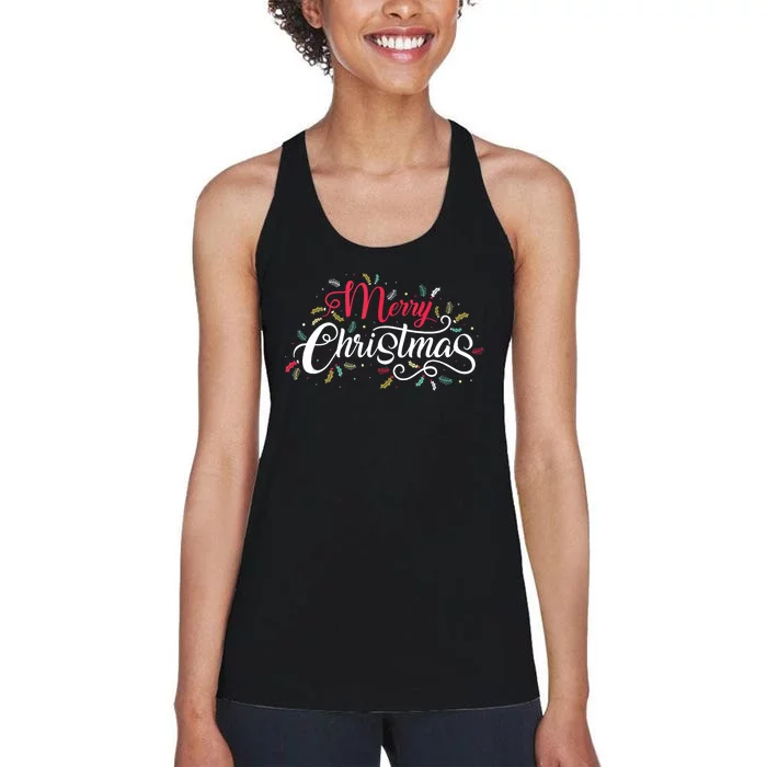 Classic Christmas Holly Merry Christmas Tank Top Women's Racerback Tank