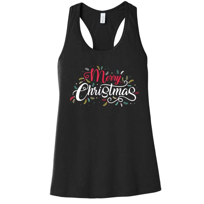 Classic Christmas Holly Merry Christmas Tank Top Women's Racerback Tank