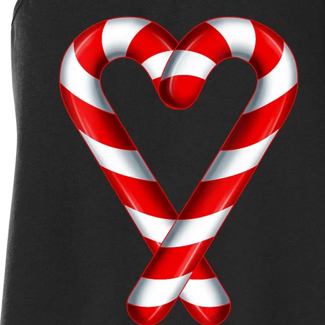 Candy Cane Heart Merry And Bright Red White Candy Couples Vneck Women's Racerback Tank