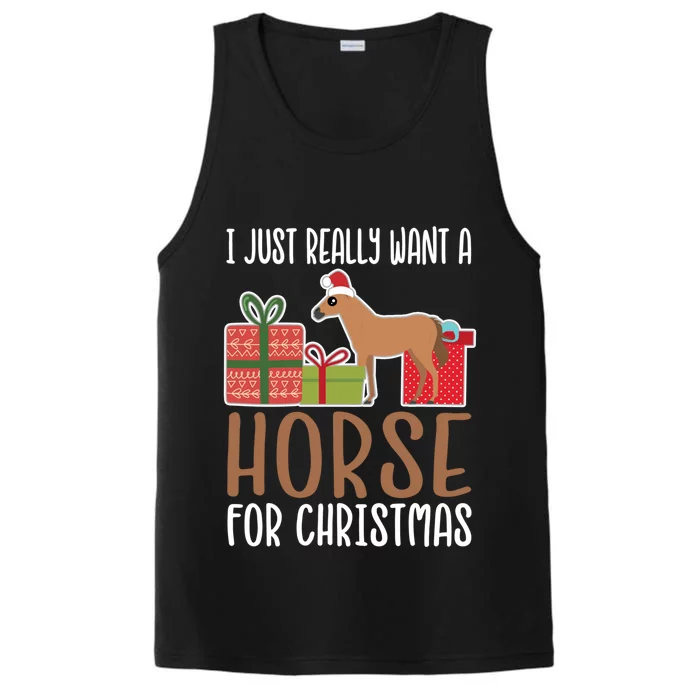 Cute Christmas Horse I Want A Horse Funny Gift Performance Tank