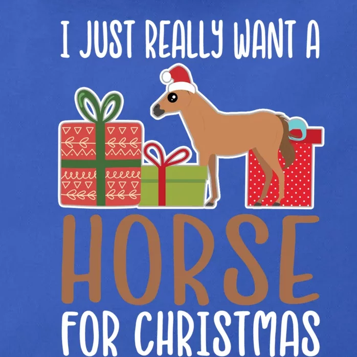 Cute Christmas Horse I Want A Horse Funny Gift Zip Tote Bag