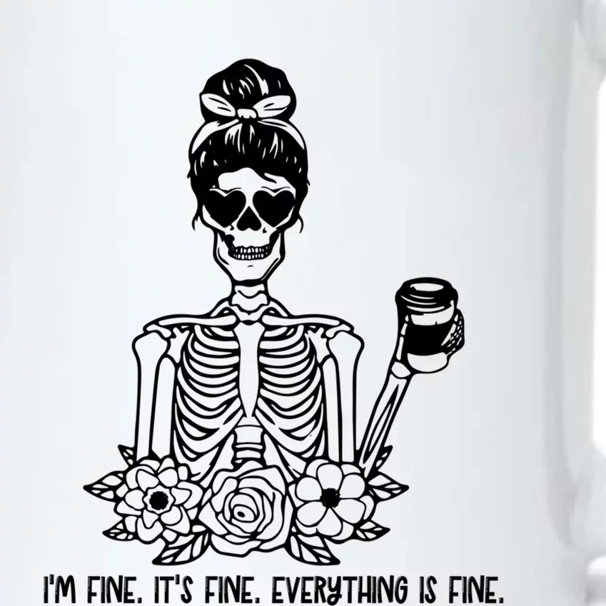 Coffee Cup Holding Skeleton Im Fine Everything Is Fine Meaningful Gift Black Color Changing Mug