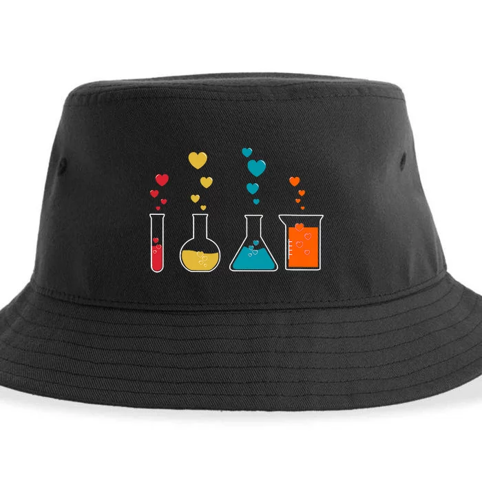 Cute Chemistry Hearts Science Valentines Nerd Sustainable Bucket Hat