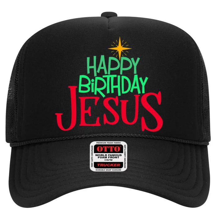 Christian Christmas HAPPY BIRTHDAY JESUS Women Men Kids Gift High Crown Mesh Trucker Hat