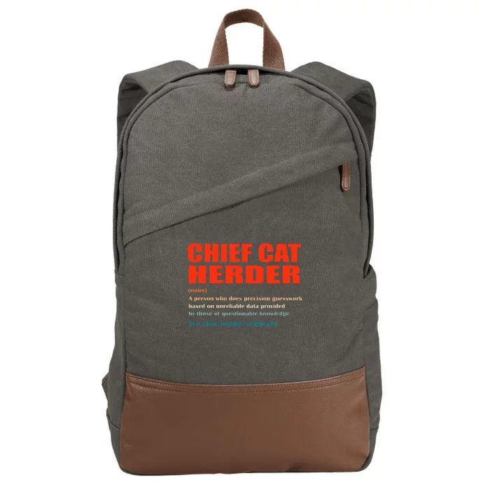 Chief Cat Herder Definition Wizard Magician Cotton Canvas Backpack