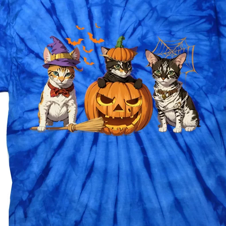 Cute Cat Halloween Witch Mummy Pumpkin Funny Cat Lover Gift Tie-Dye T-Shirt