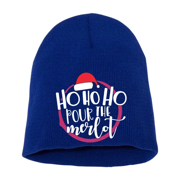 Christmas Costume Ho Ho Ho Pour The Merlot Xmas Cool Gift Short Acrylic Beanie