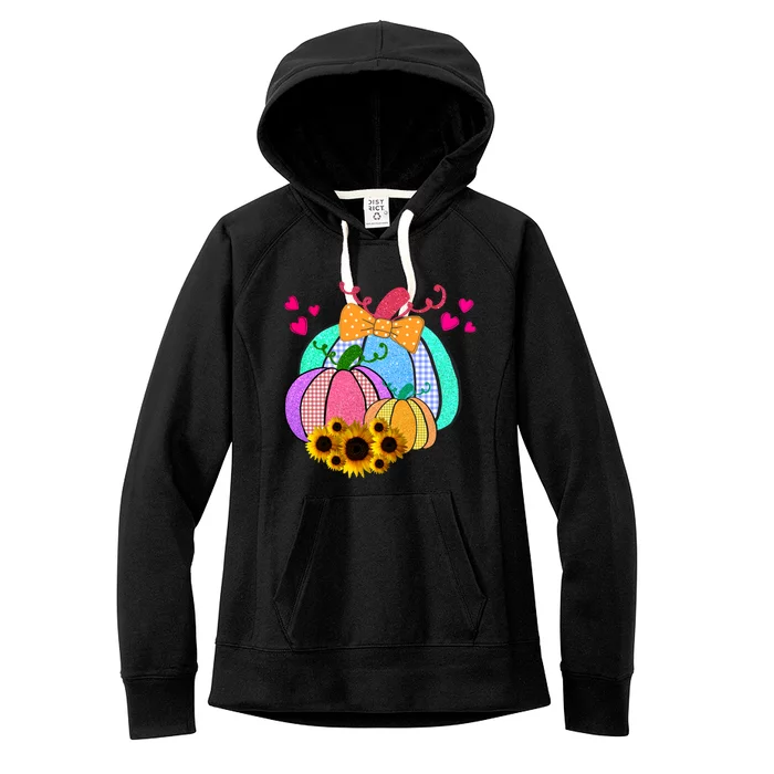 Colorful Cute Halloween Sunflower Pumpkin Women's Fleece Hoodie