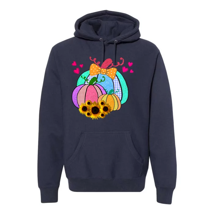 Colorful Cute Halloween Sunflower Pumpkin Premium Hoodie