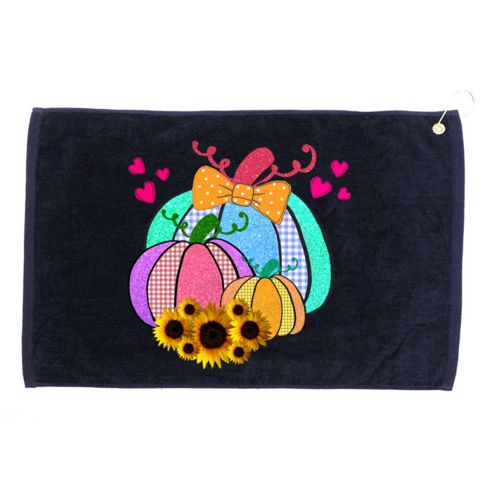 Colorful Cute Halloween Sunflower Pumpkin Grommeted Golf Towel