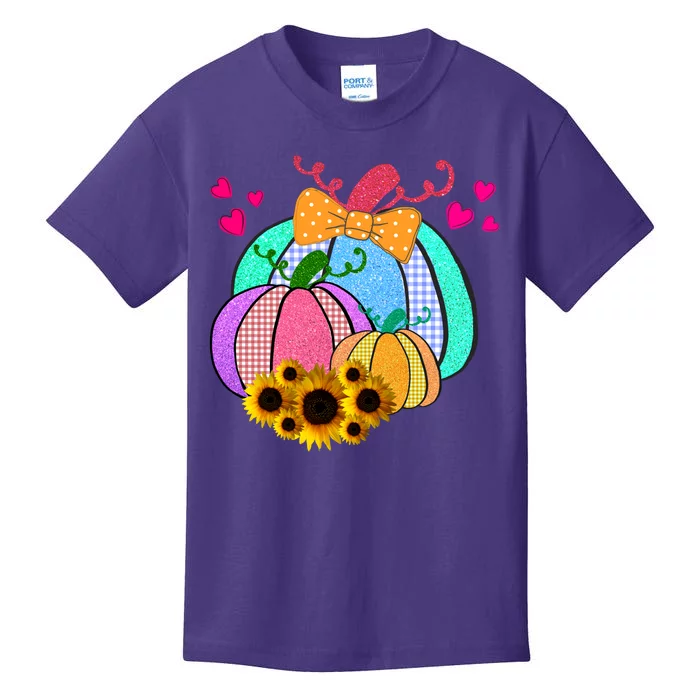 Colorful Cute Halloween Sunflower Pumpkin Kids T-Shirt