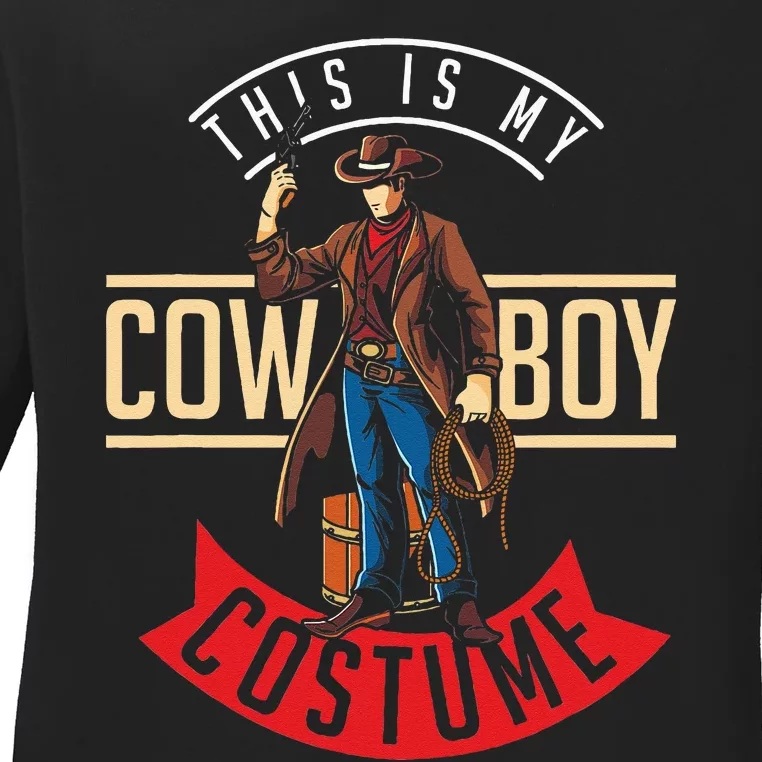 Cowboy Costume Halloween Western Gift Idea Cowboy Ladies Long Sleeve Shirt