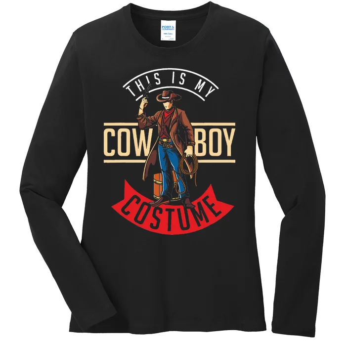 Cowboy Costume Halloween Western Gift Idea Cowboy Ladies Long Sleeve Shirt